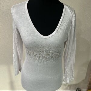Bebe Sparkling White Long Sleeve Tee